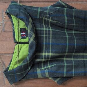 Plaid Cowl Neck Dress with Belt